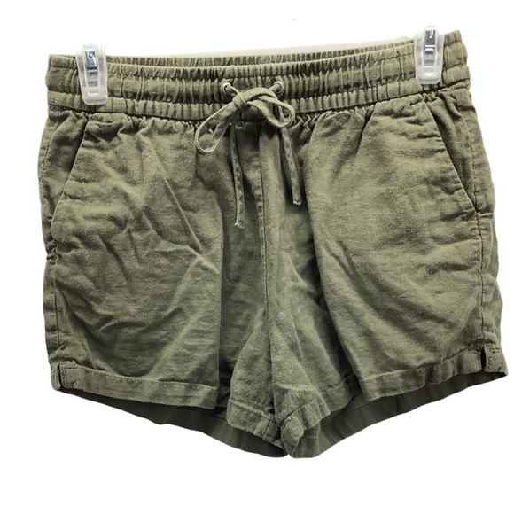 H&M olive green elastic waist shorts size 2 (Preowned) - Picture 1 of 4